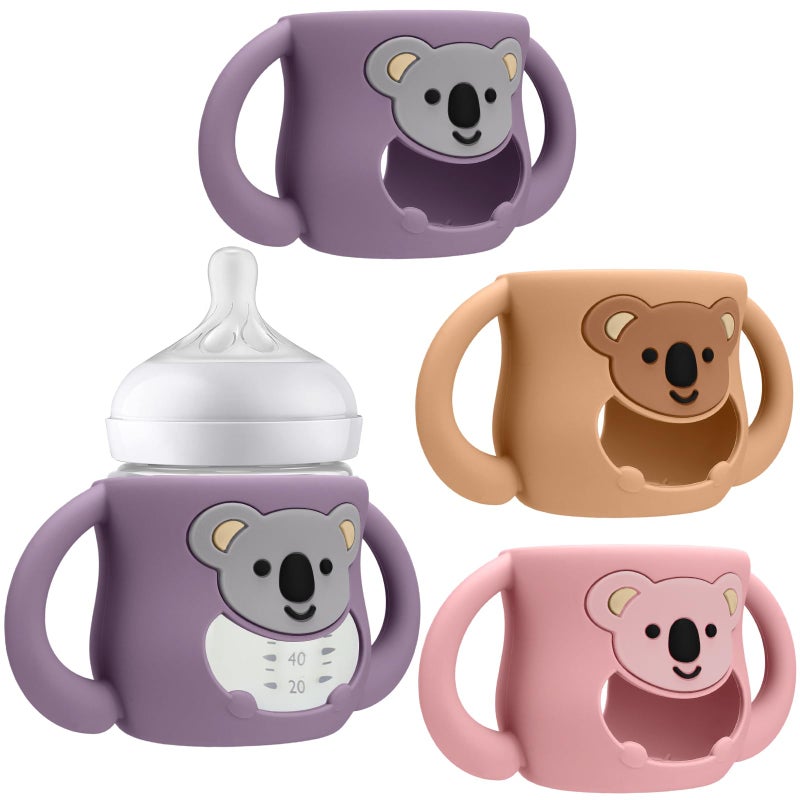 بوسوها BUSOHA 3 عبوات من أكمام كوالا المصنوعة من السيليكون لزجاجات الأطفال Avent - أكمام زجاجات الأطفال للحماية من السقوط مع مقبض لزجاجات الأطفال الطبيعية Avent، 118 مل - Image 1